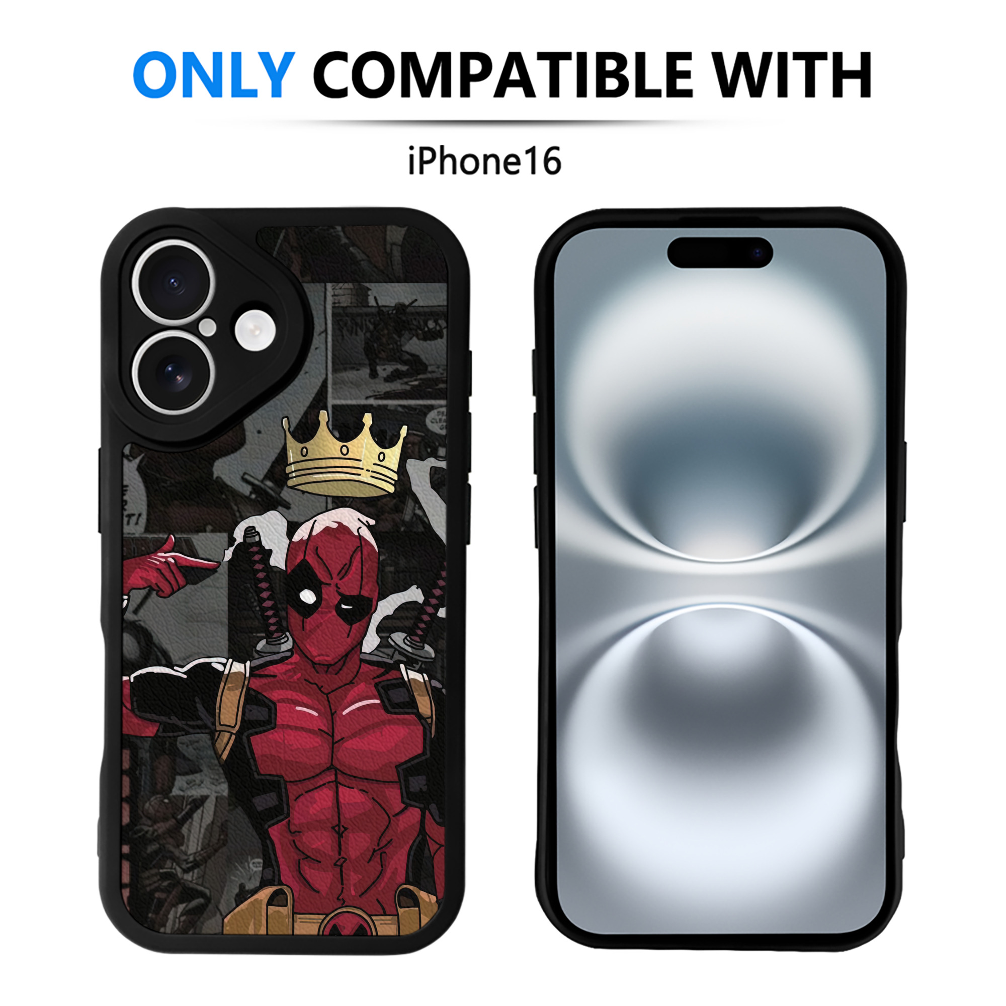（画像用） Deadpool デッドプール 【iPhone 16シリーズ対応】シリコンスマホケース（レザー調） 材質：シリコン
